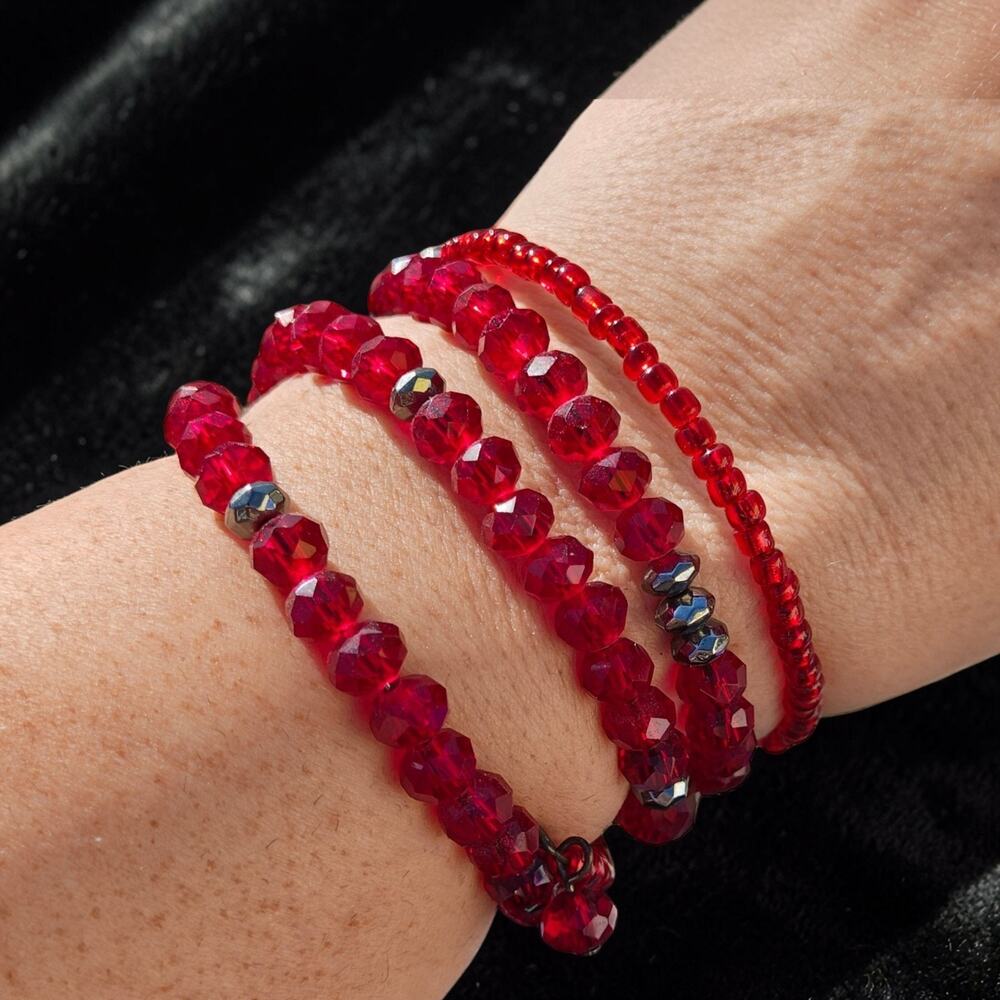 Red Beaded Wrap Bracelet